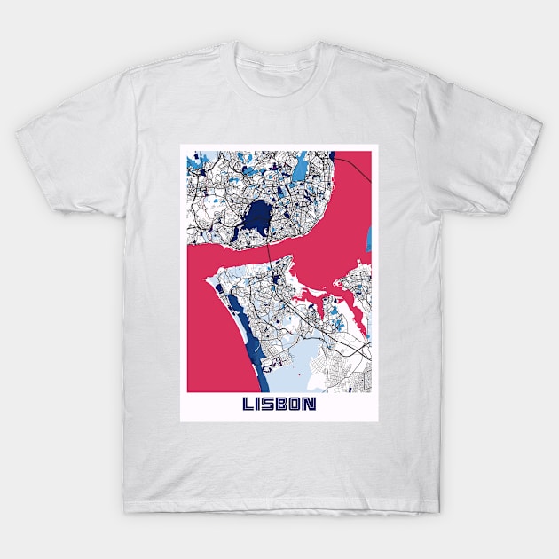 Lisbon - Portugal MilkTea City Map T-Shirt by tienstencil